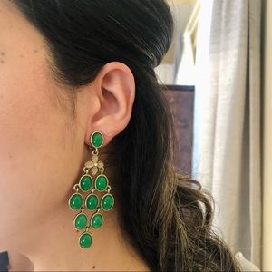 Green and Gold Drop Earrings